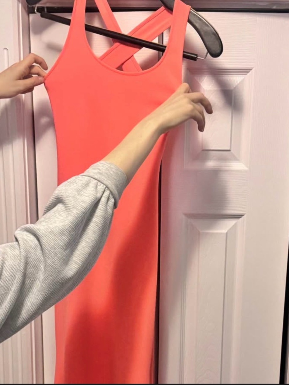 Sooley Cross-Back Coral Bodycon Dress ( Size XS - Small )